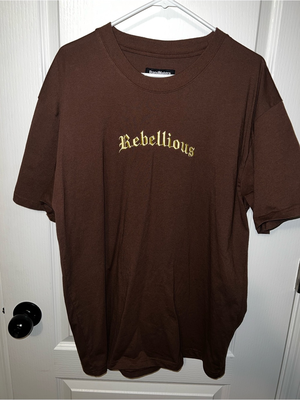 Rebellious Chest-Logo Short Sleeve Tee - Brown
